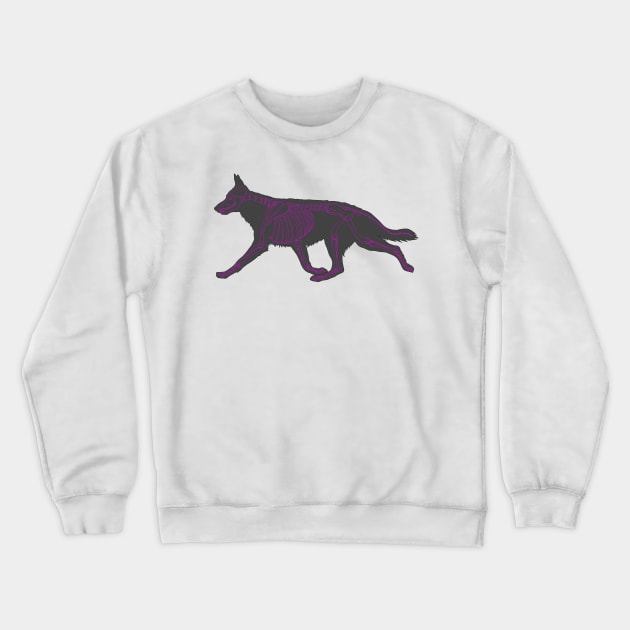 Halloween Design - Dog Skeleton Pink Crewneck Sweatshirt by Earthy Fauna & Flora